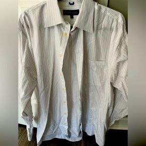 Kenneth Cole men’s pinstripe dress shirt fresh from the dry cleaners.